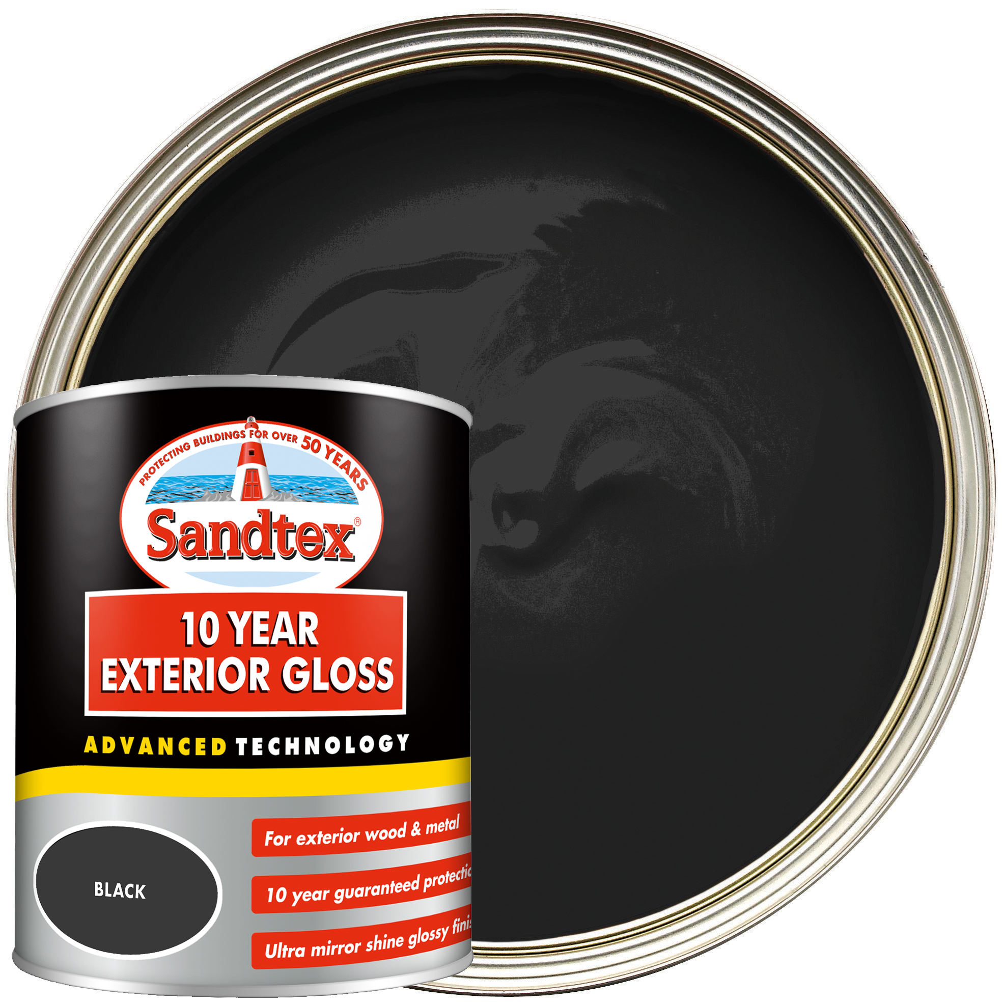 Sandtex 10 Year Exterior Gloss Paint - Charcoal Black - 750ml