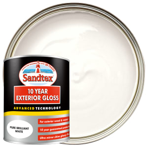 Sandtex 10 Year Exterior Gloss Paint - Pure Brilliant White - 750ml