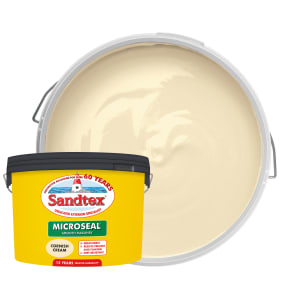Sandtex Microseal Ultra Smooth Weatherproof Masonry 15 Year Exterior Wall Paint - Cornish Cream - 10L