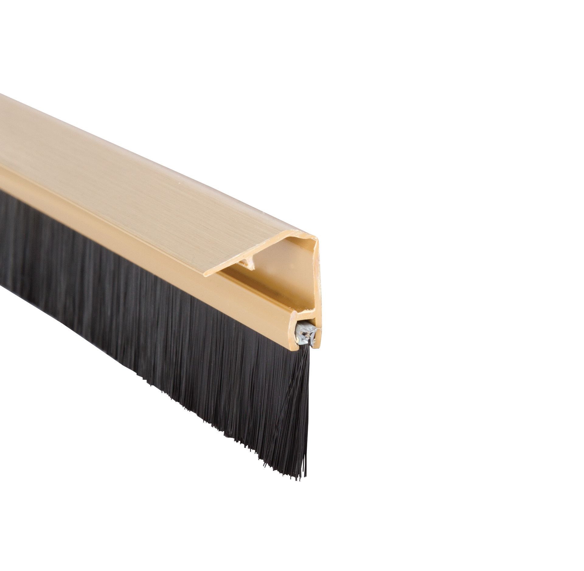 Image of Wickes 838mm Concealed Fixing Door Brush Draught Excluder - Gold Effect