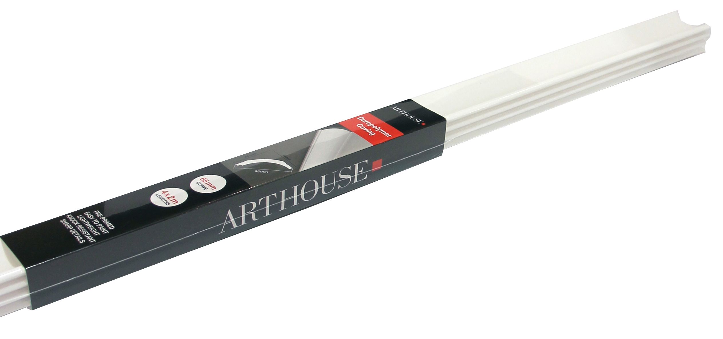 Arthouse High Density Duropolymer Coving - 65mm x 2m - Pack of 4