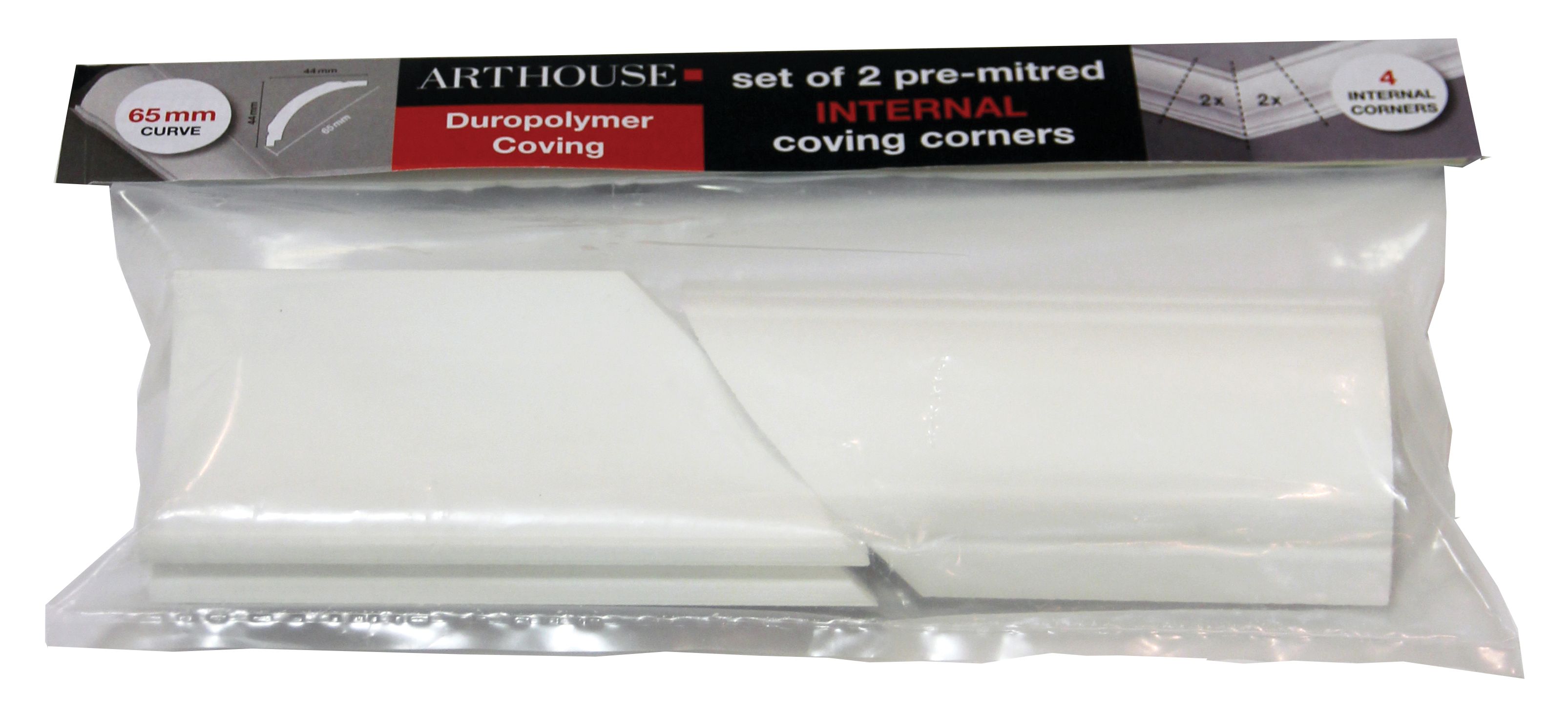 Arthouse Duropolymer Coving Internal Corner - 65mm - Pack of 2