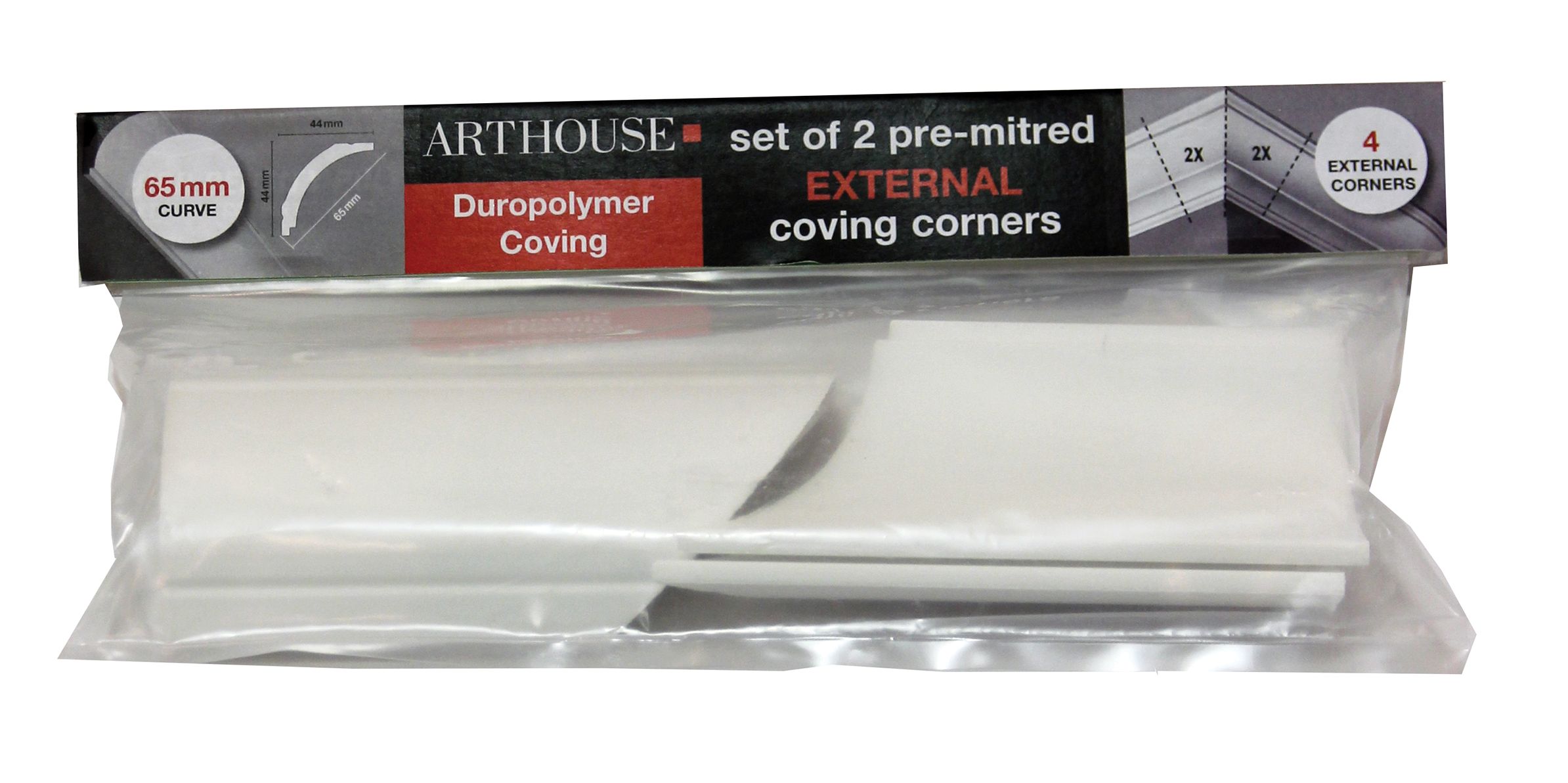 Arthouse Duropolymer Coving External Corner - 65mm - Pack of 2