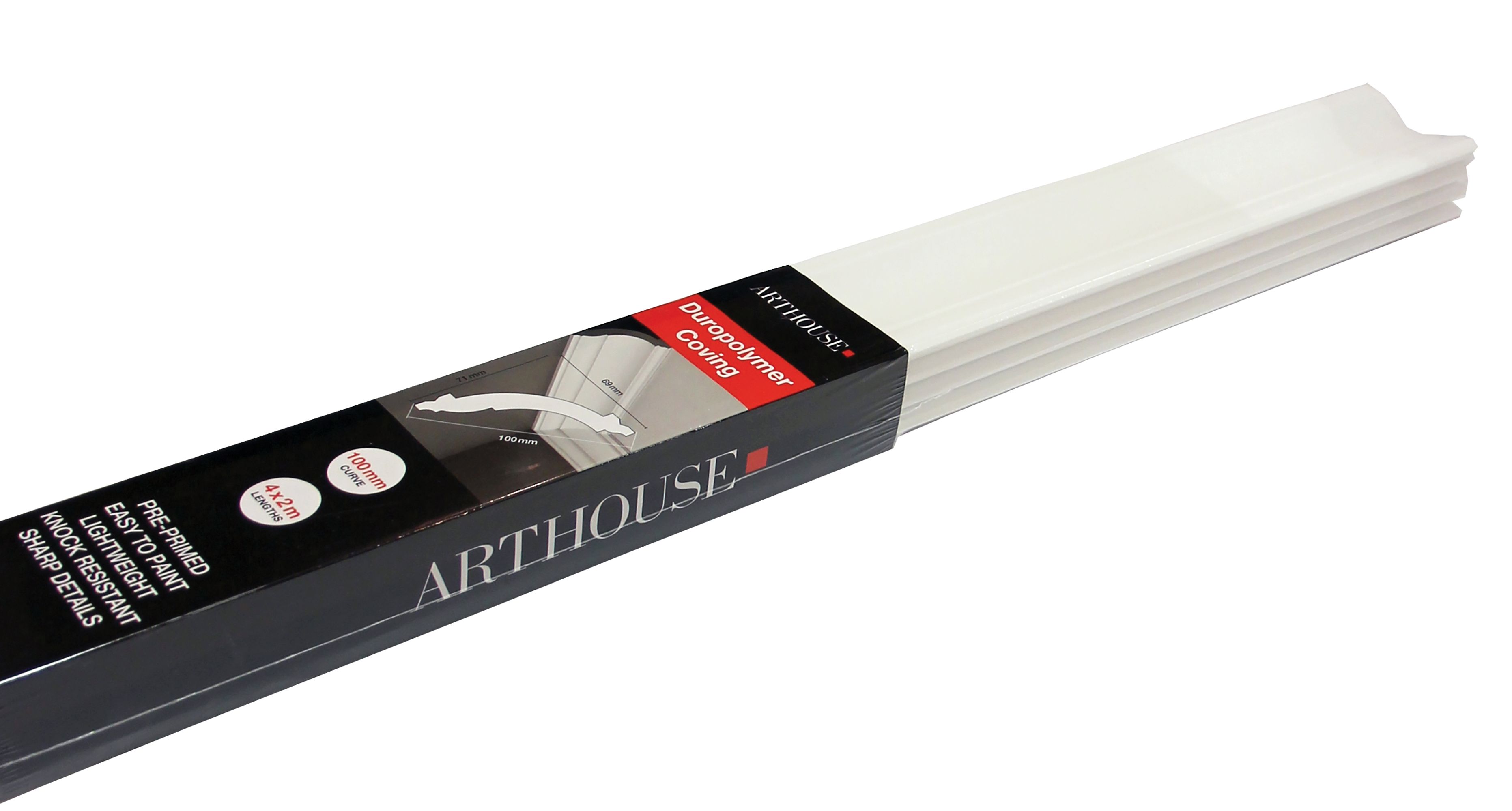 Arthouse High Density Duropolymer Coving - 100mm x 2m - Pack of 4