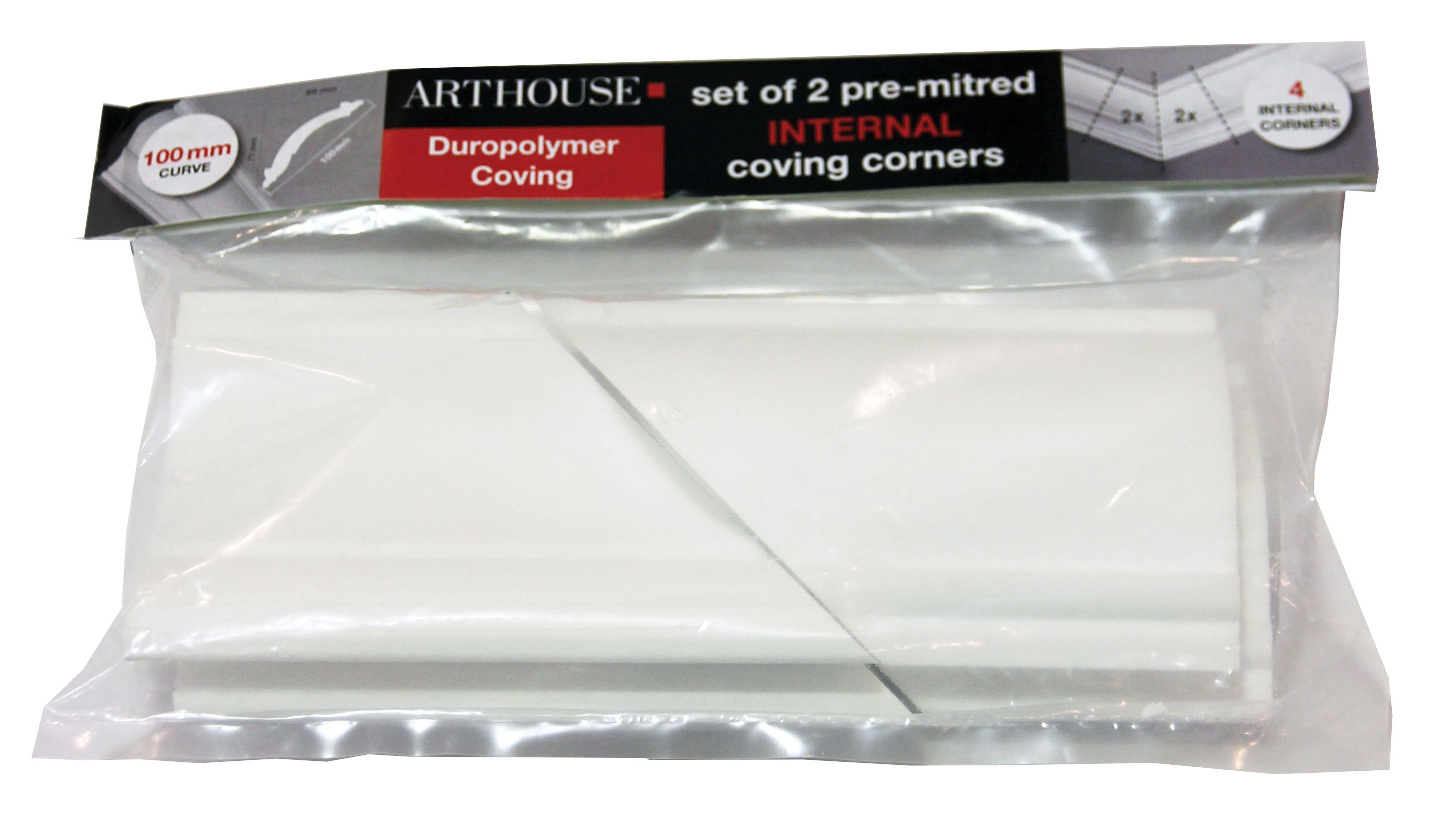 Arthouse Duropolymer Coving Internal Corner - 100mm - Pack of 2