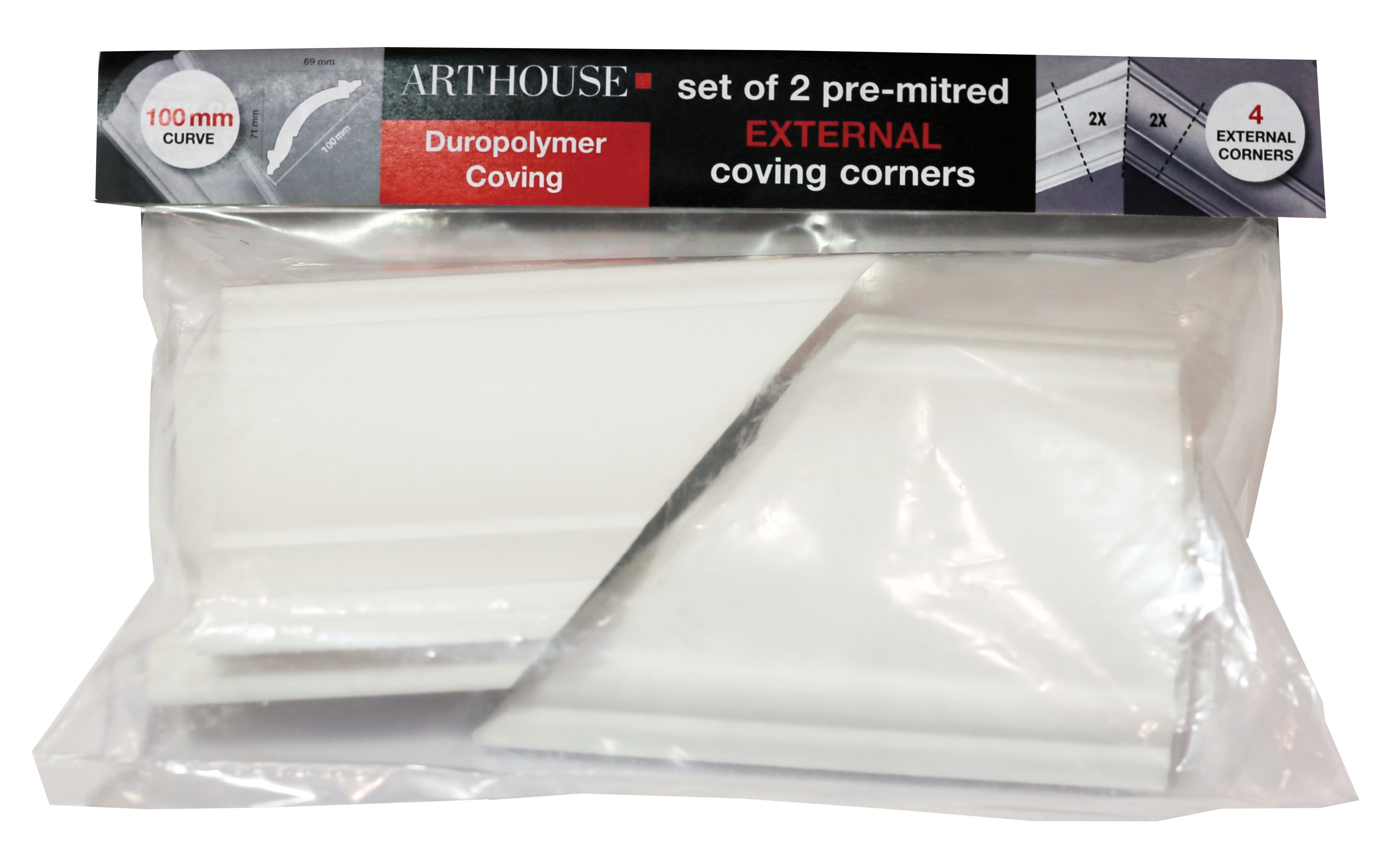 Arthouse Duropolymer Coving External Corner - 100mm - Pack of 2