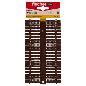 Fischer Brown Plastic Wall Plugs - 7mm Pack Of 40