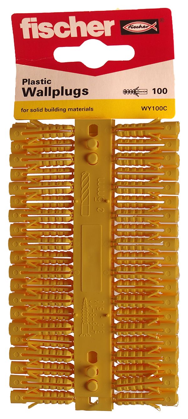 Image of Fischer Yellow Plastic Wall Plugs - 5mm Pack Of 100