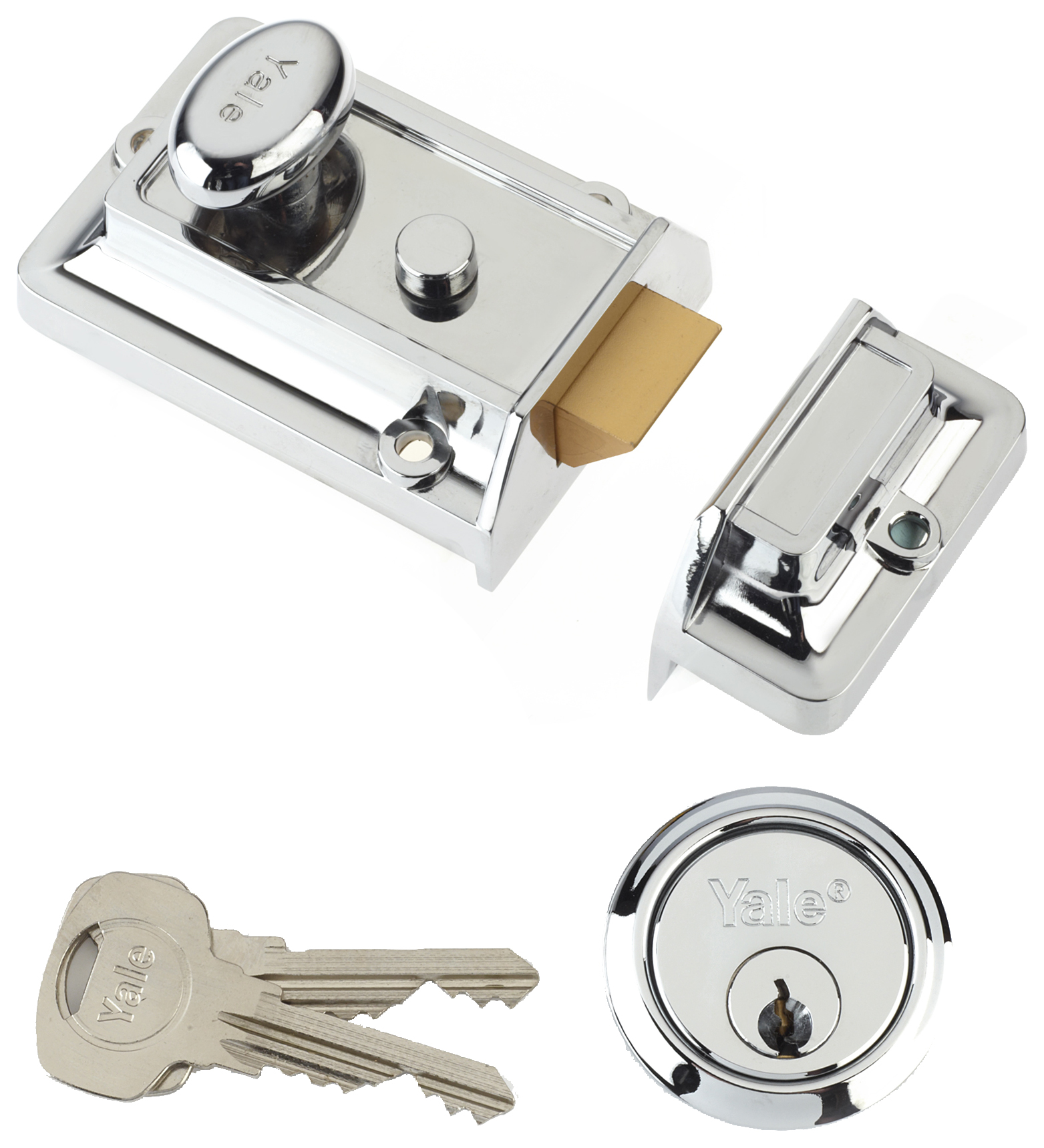 Yale P-77-CH-CH-60 Traditional Night Latch Lock - Chrome