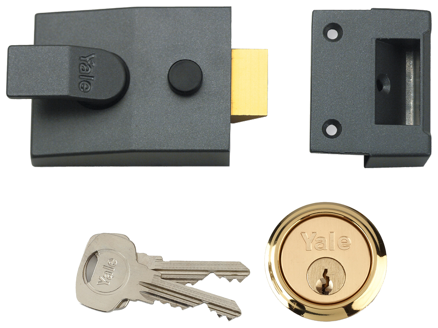 Yale P-89-DMG-PB-60 89 Grey & Brass Deadlocking Nightlatch - 60mm