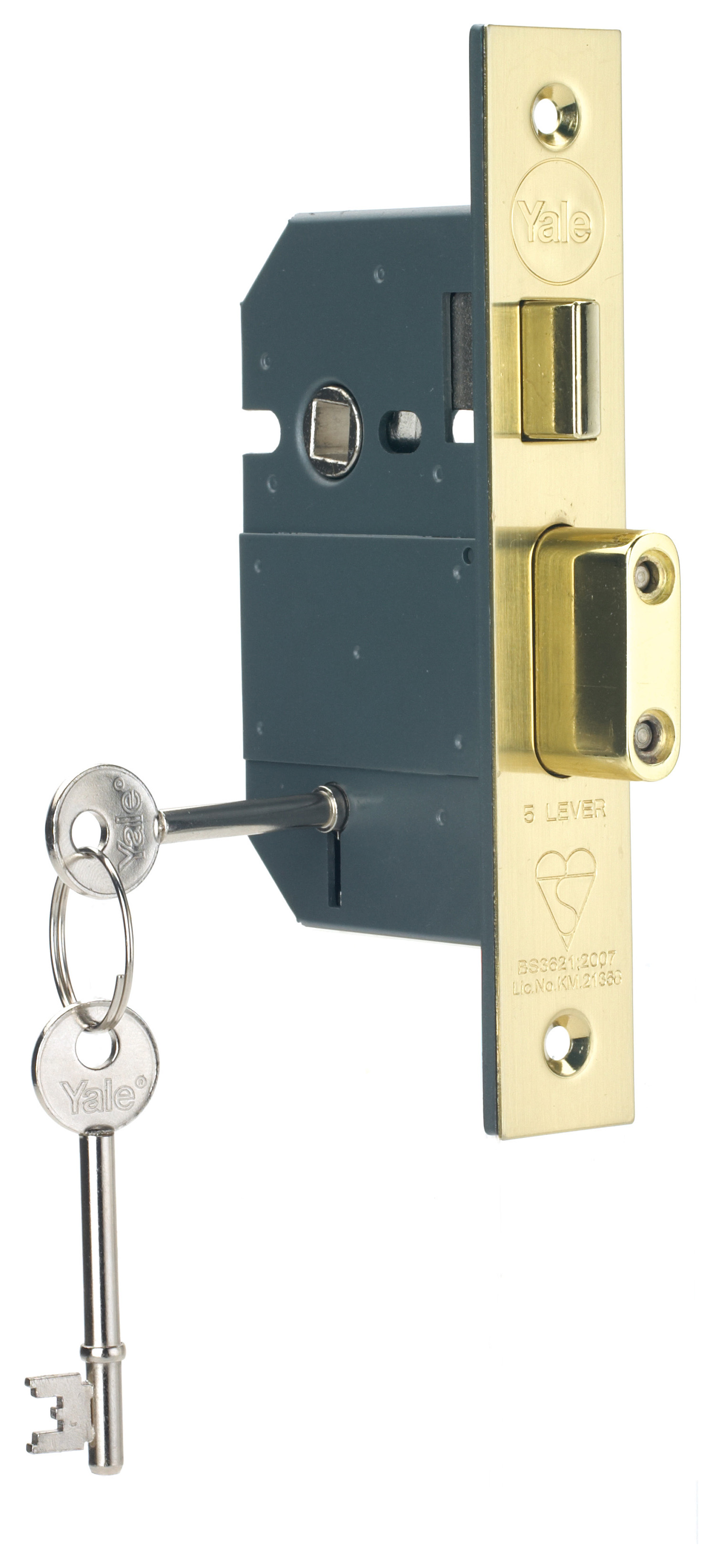 Image of Yale P-M560-PB-67 Brass 5 Lever British Standard Sashlock - 64mm