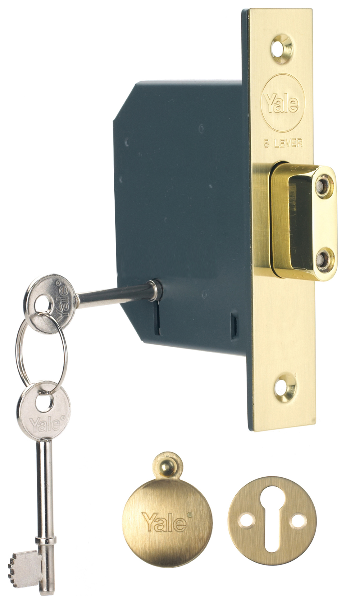 Yale P-M552-PB-65 Brass 5 Lever Deadlock - 64mm