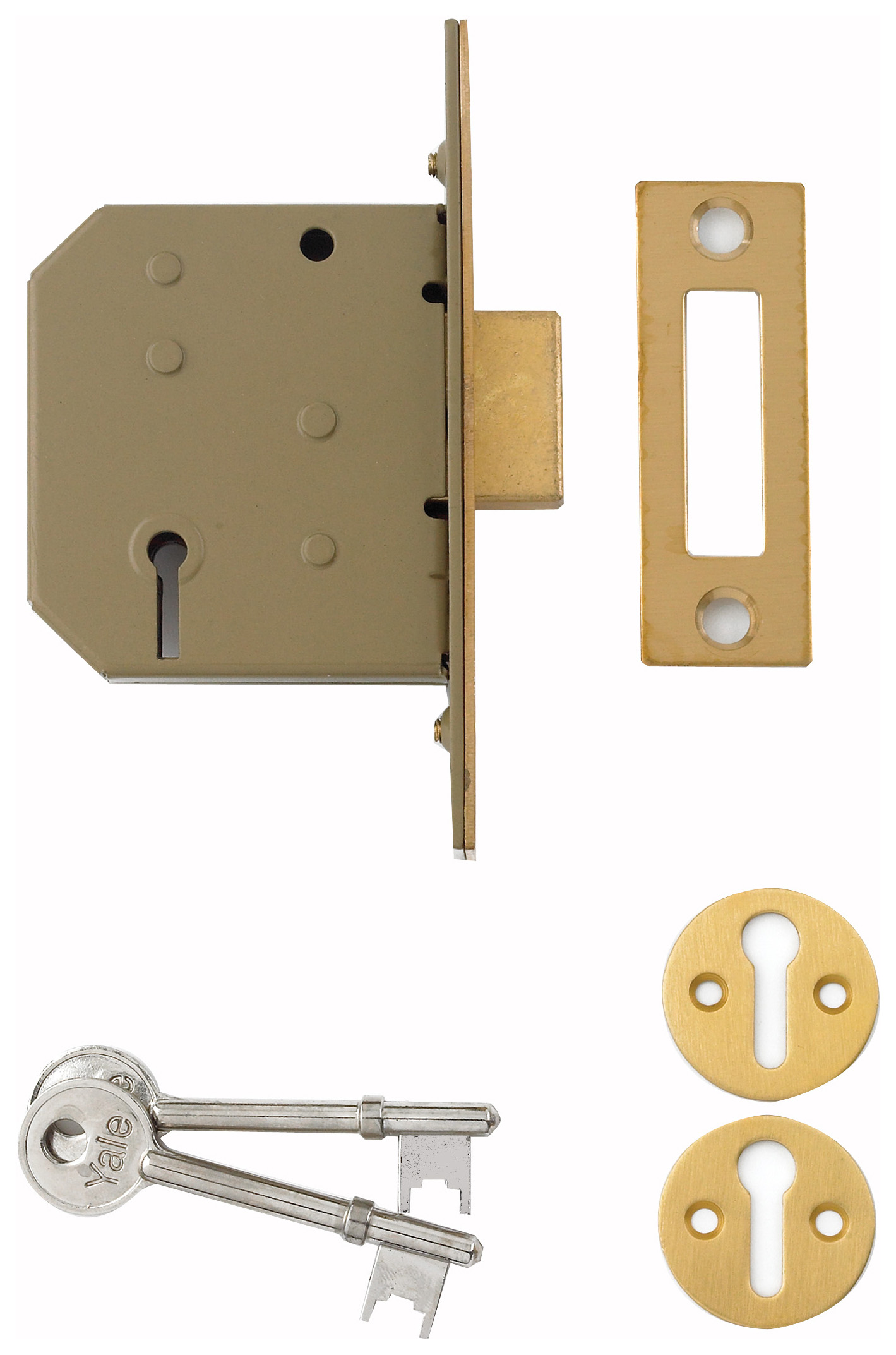 Image of Yale P-M322-PB-65 Brass 3 Lever Deadlock - 64mm