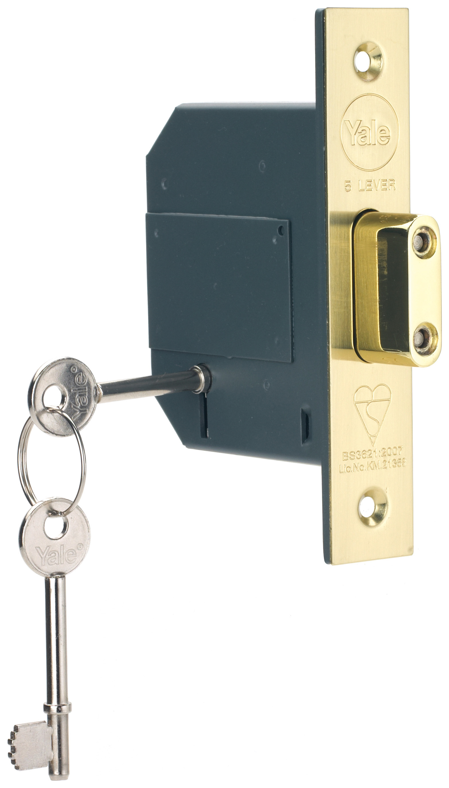 Yale P-M562-PB-80 Brass 5 British Standard Lever Deadlock - 76mm