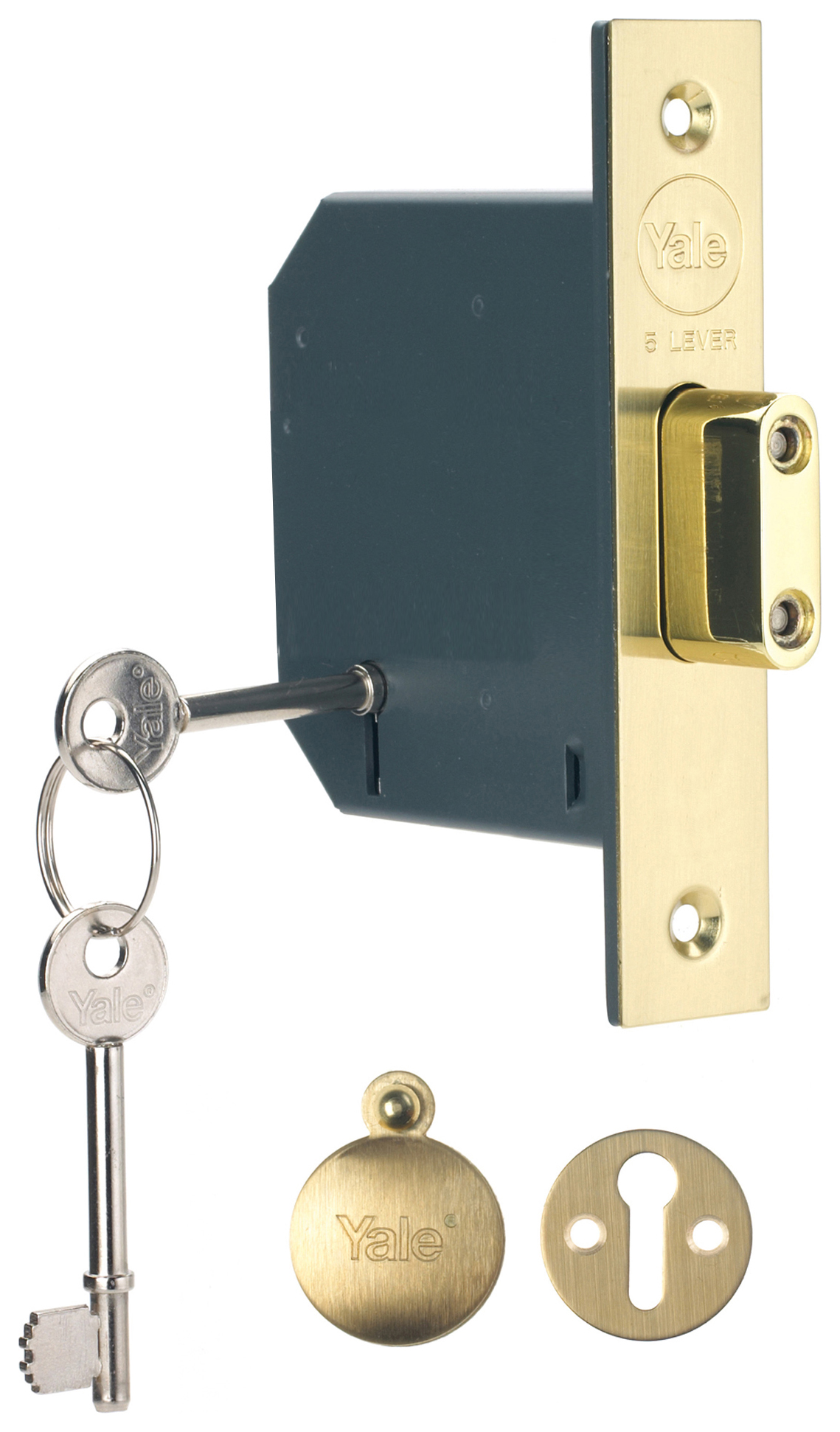 Image of Yale P-M552-PB-78 Brass 5 Lever Deadlock - 76mm