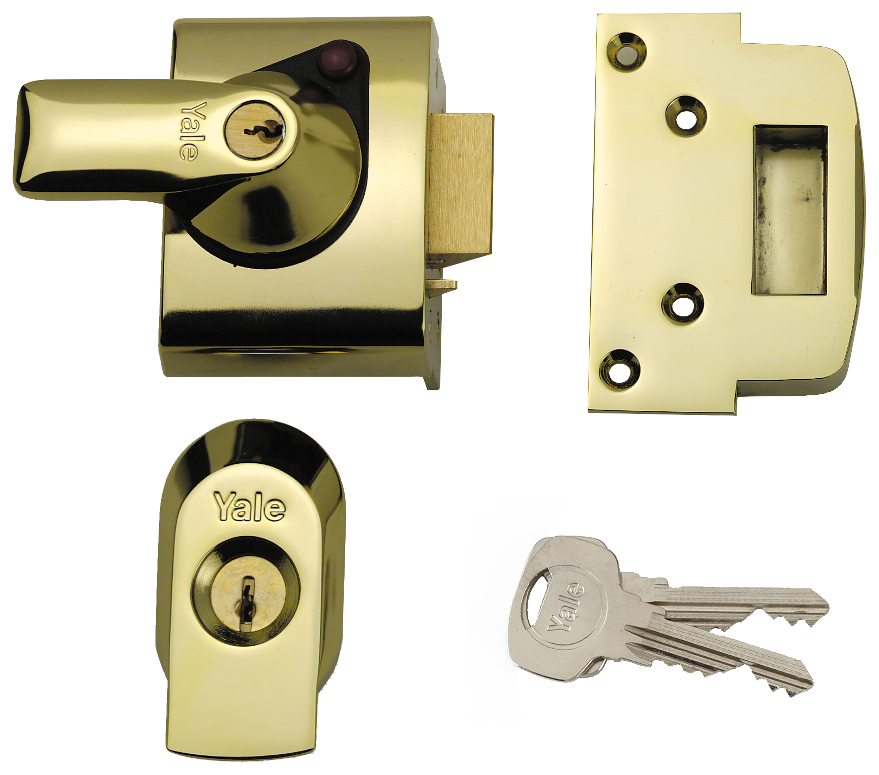 Image of Yale P-BS2-BLX-PB-40 40mm British Standard Nightlatch Lock - Brass