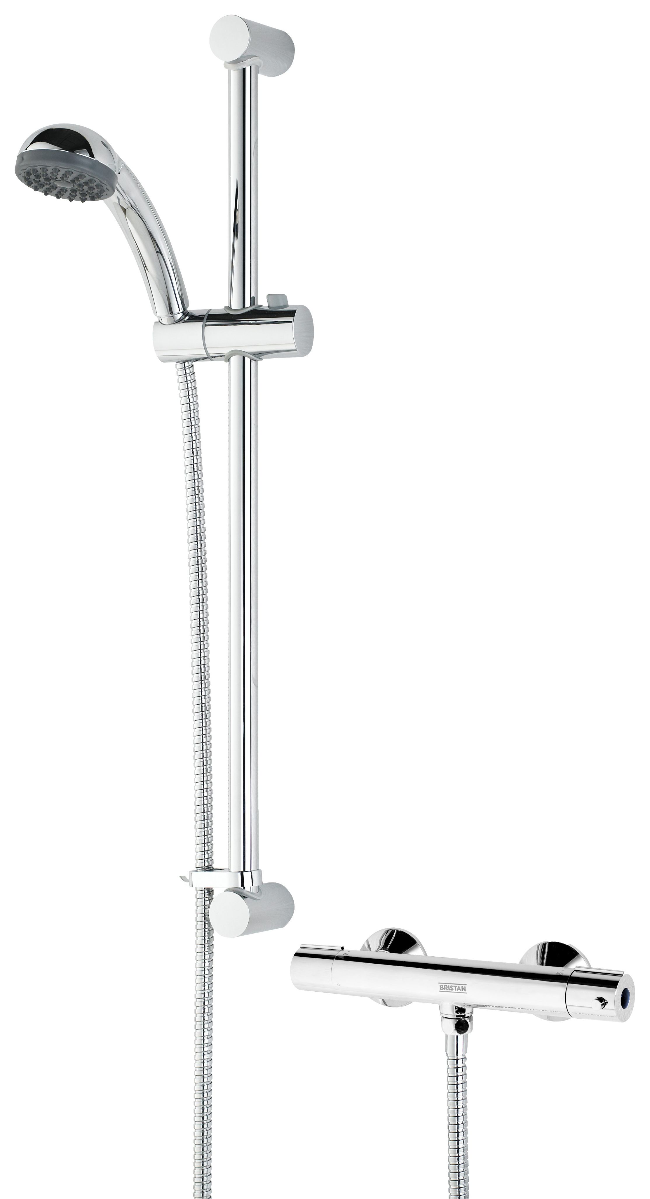 Image of Bristan Zing Cool Touch Thermostatic Bar Mixer Shower & Adjustable Riser Kit