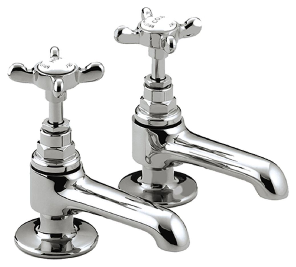 Image of Bristan 1901 Pair of Chrome Crosshead Basin Taps