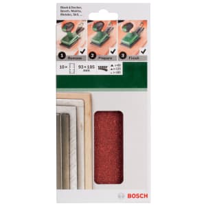 Bosch 2609256A86 Multi-Surface Mixed Grit Orbital Sander Sanding Sheets - Pack of 10