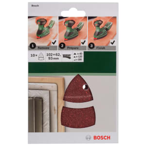 Bosch 2609256A67 Multi-Sander Mixed Grit Sanding Sheets - Pack of 10