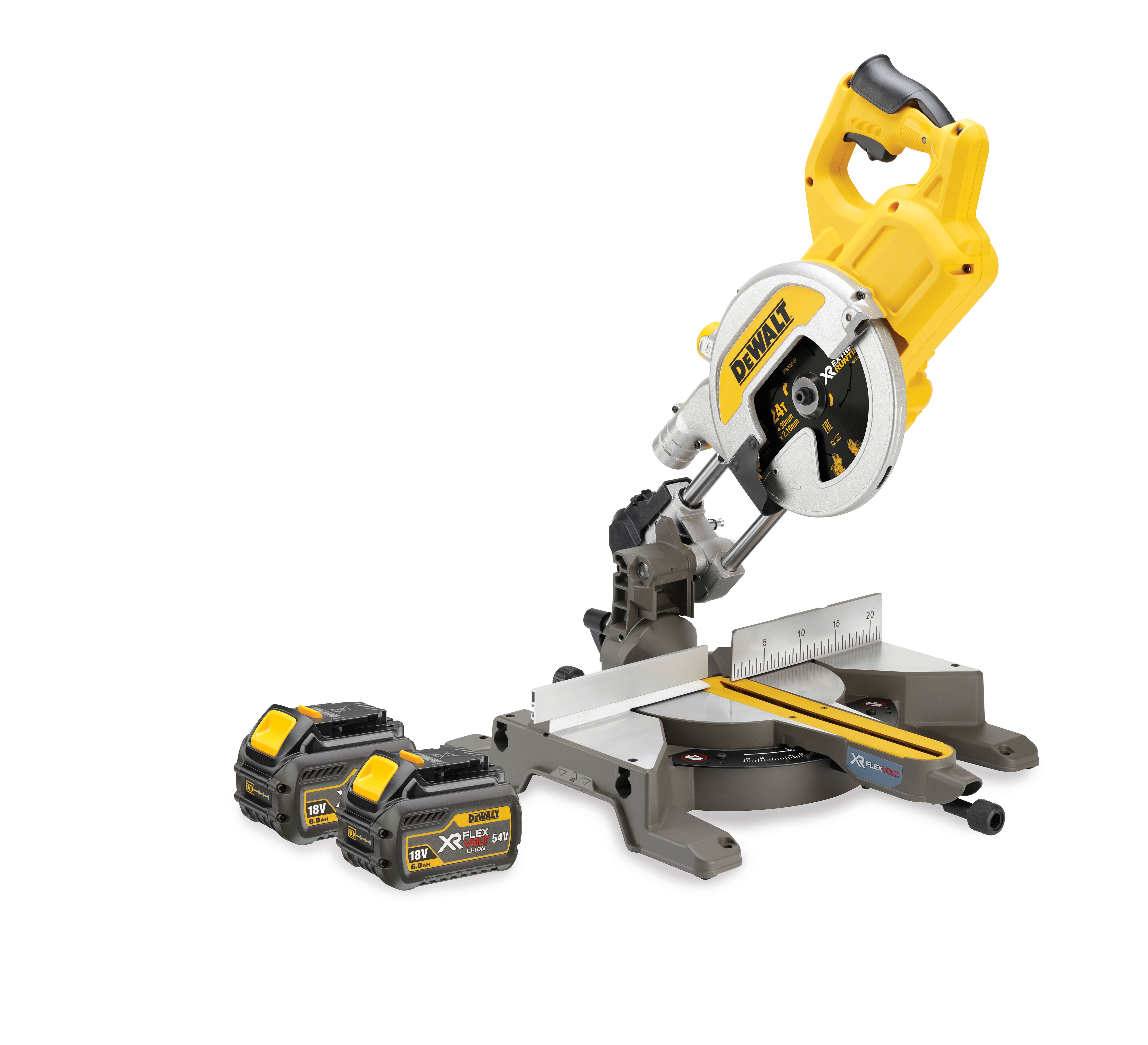 Image of DEWALT DCS777T2 Xr Flexvolt 54V Cordless Sliding Mitre Saw 216mm With 2 X 6.0Ah Batteries