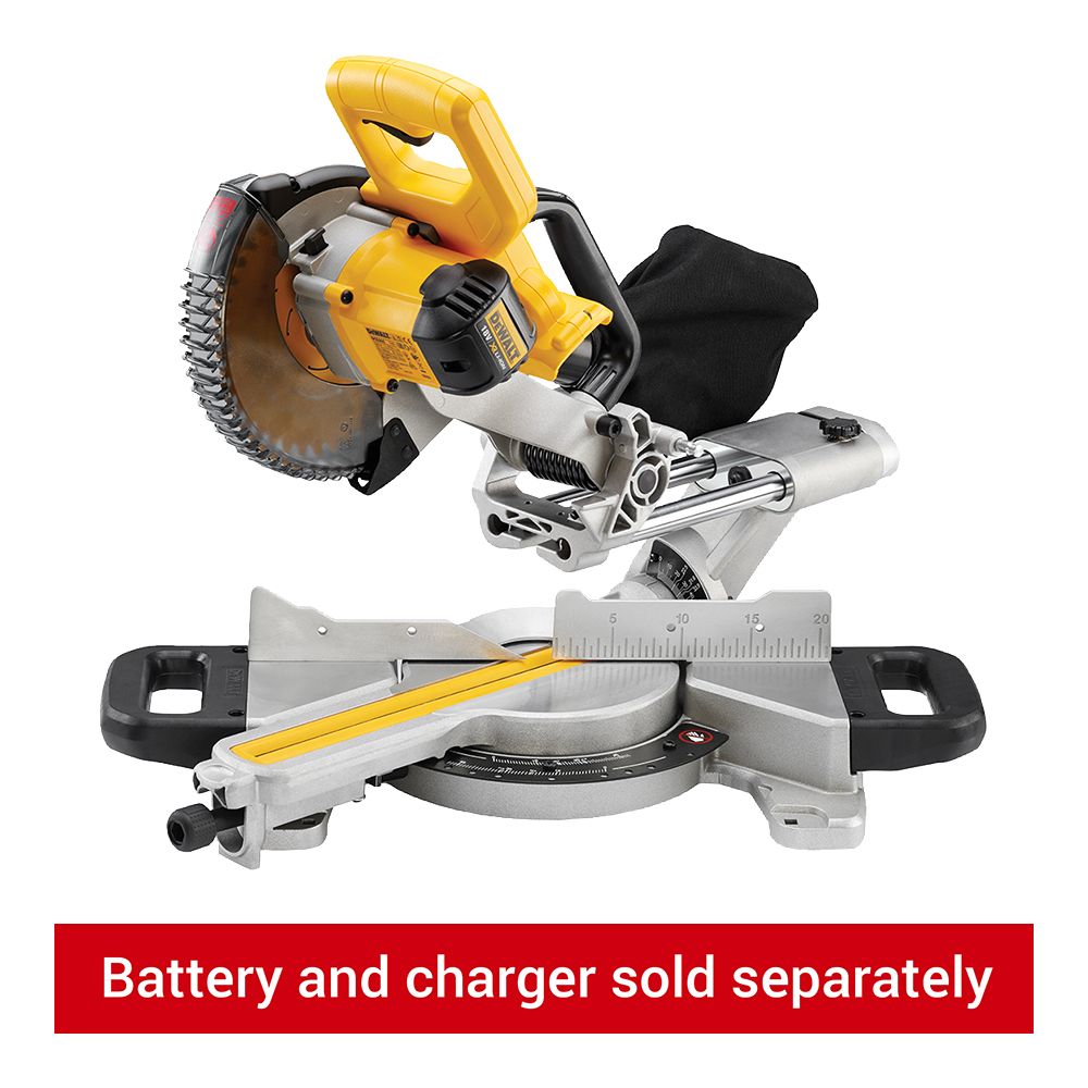 Image of DEWALT DCS365N-XJ 18v Cordless 184mm Sliding Mitre Saw With Blade - Bare