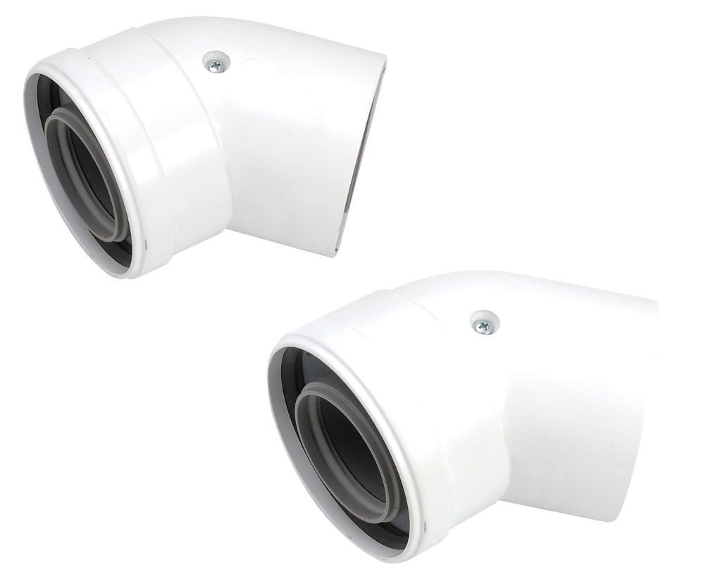 Image of Worcester Bosch 45 Degree 60/100mm Boiler Flue Bend - Pack of 2