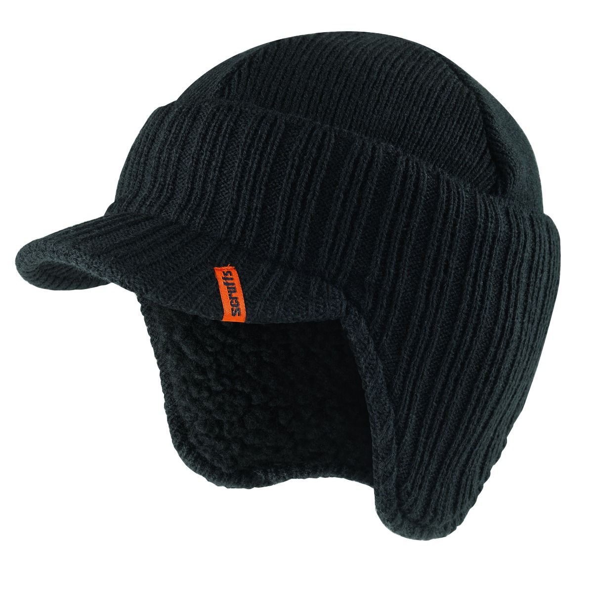 Image of Scruffs Peaked Knitted Work Beanie Hat Black - One Size