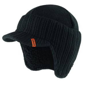 Scruffs Peaked Knitted Work Beanie Hat Black - One Size