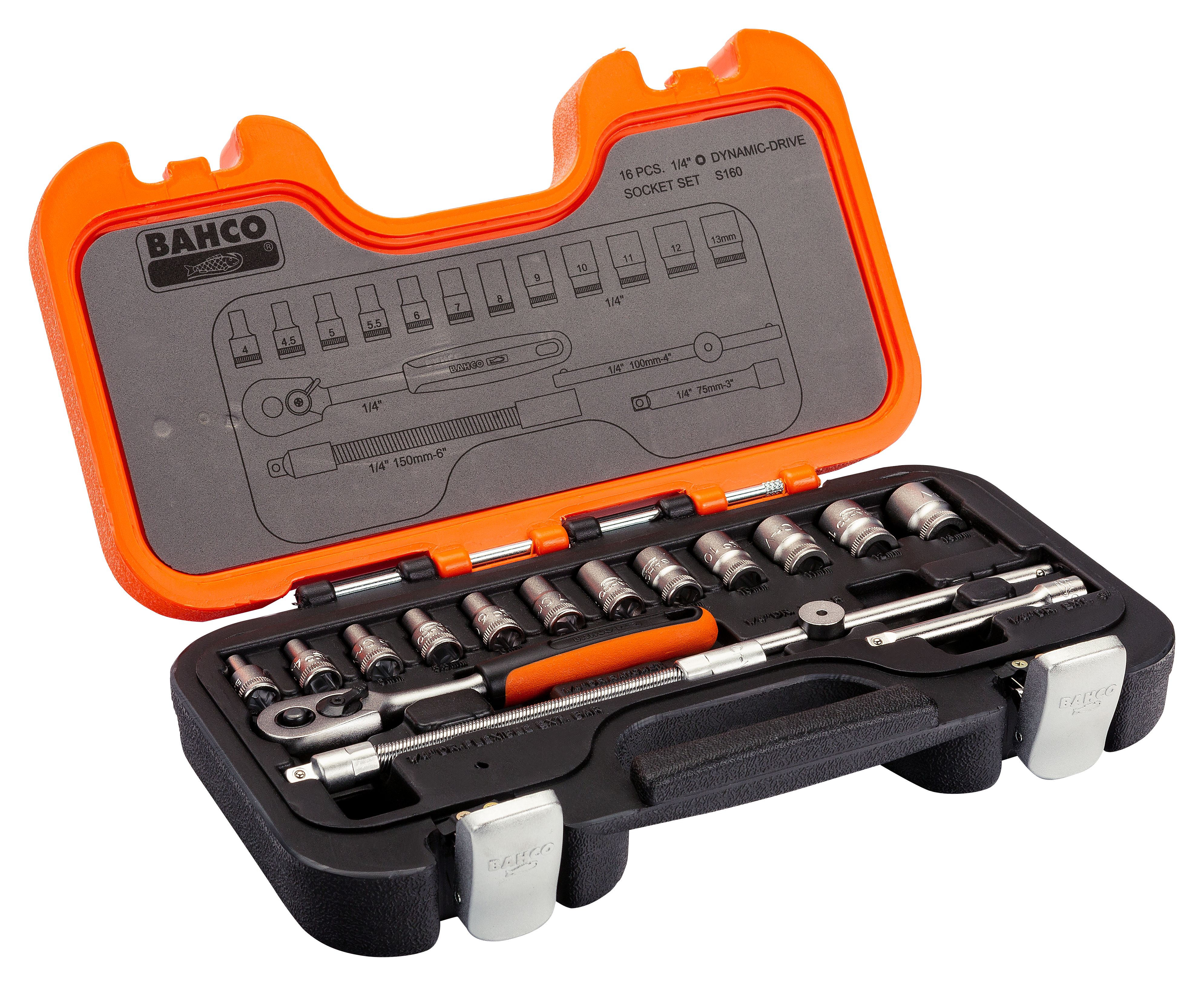 Image of Bahco 16 Piece 1/4in Drive Socket Set
