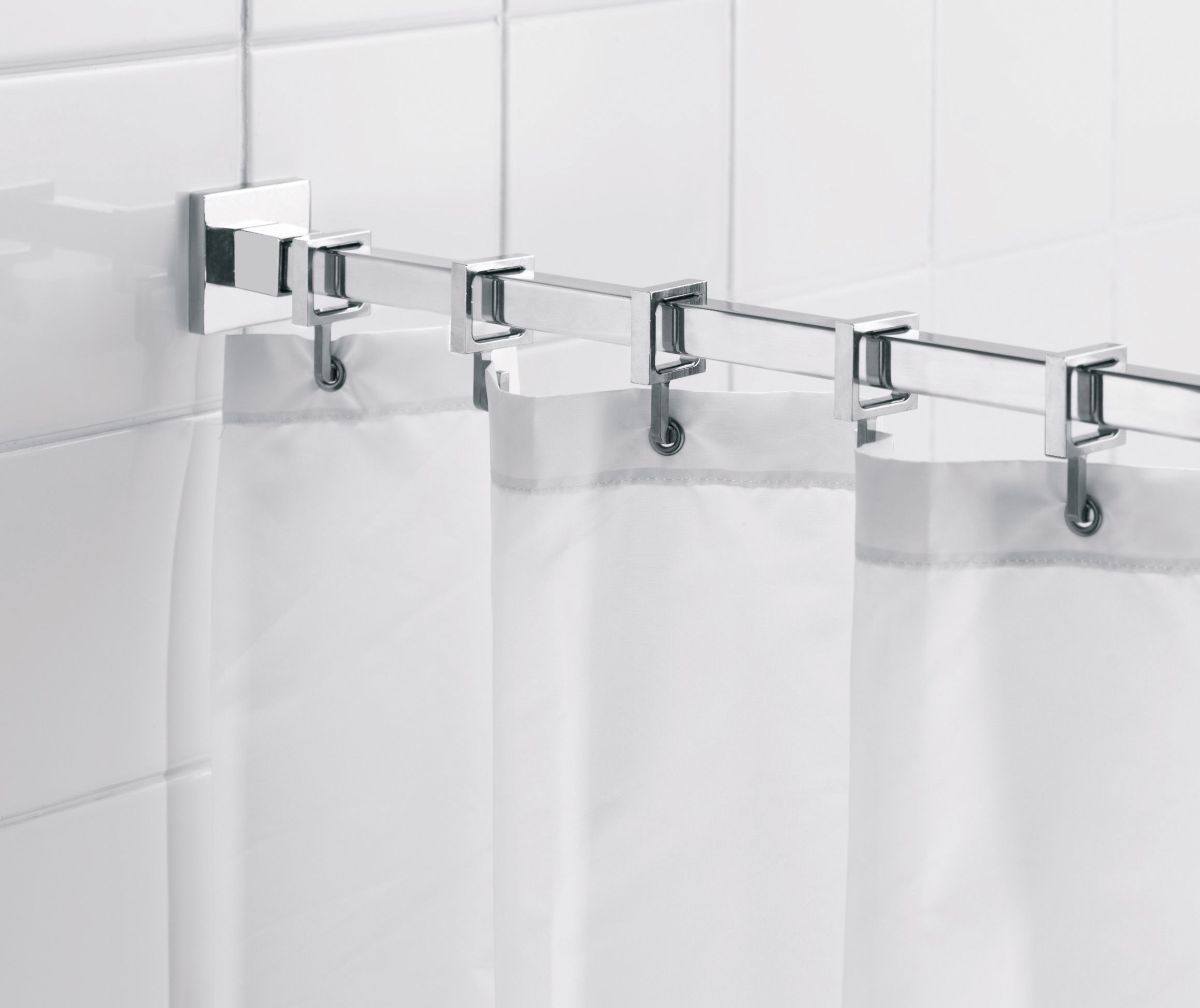 Image of Croydex Luxury Square Shower Curtain Rail - Chrome