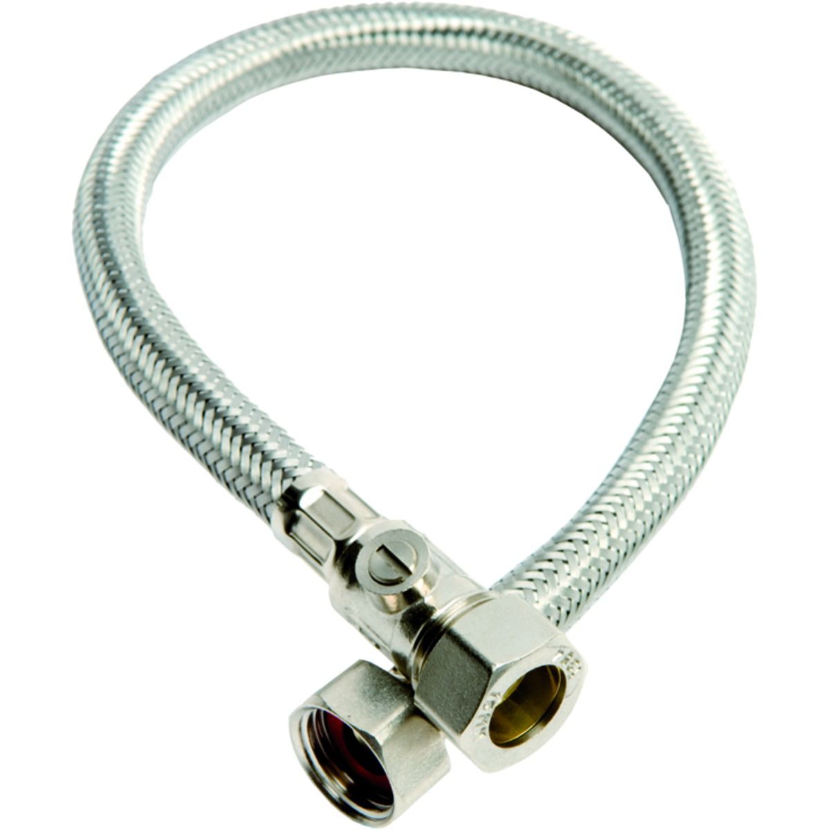 Image of Primaflow Flexible Compression Tap Connector With Isolating Valve - 15 X 12 X 500mm