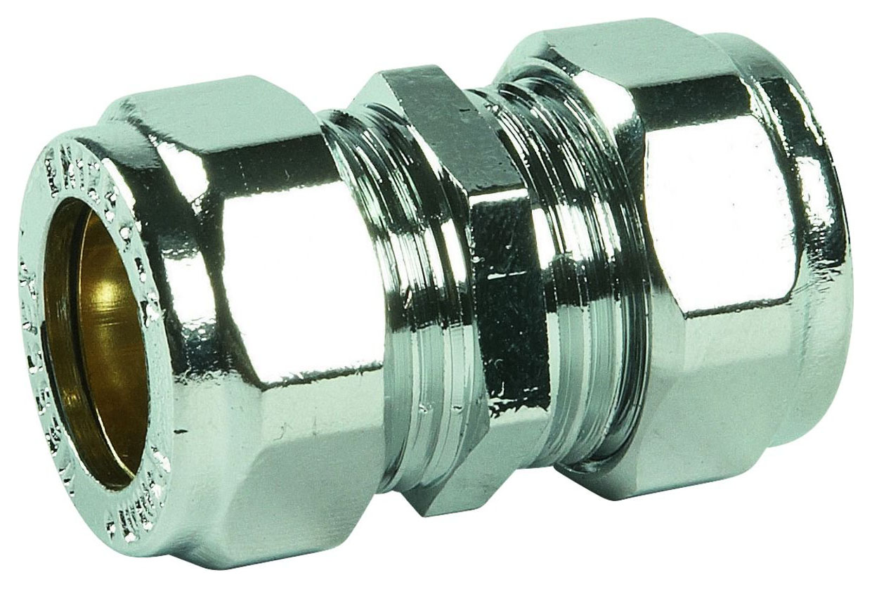 Primaflow Chrome Plated Compression Straight Coupling - 15mm