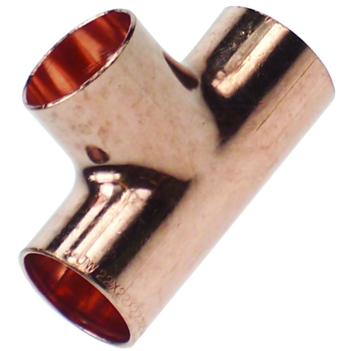 Image of Primaflow Copper End Feed Equal Tee - 22mm Pack Of 2