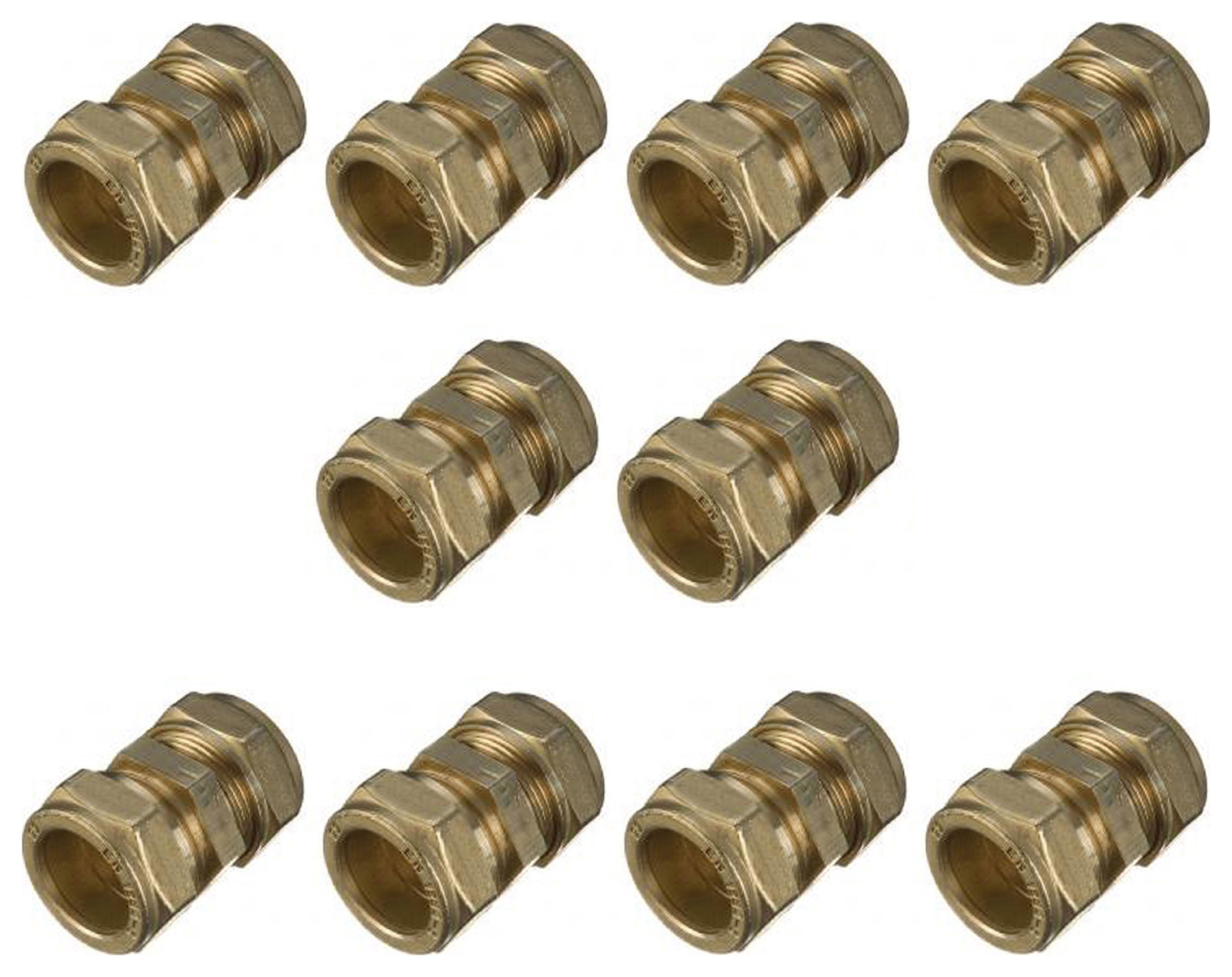 Primaflow Brass Compression Straight Coupling - 15mm Pack Of 10