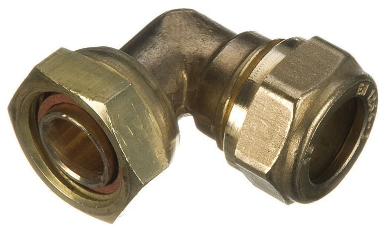 Primaflow Brass Compression Bent Tap Connector - 1/2in X 15mm