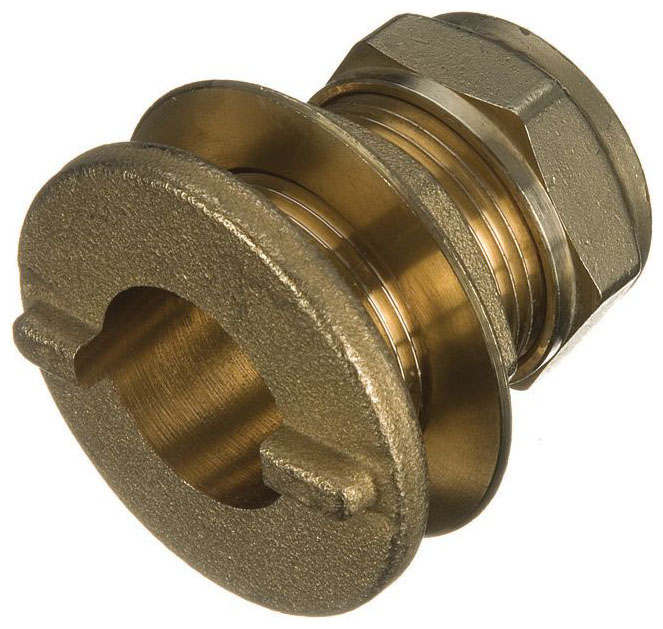 Image of Primaflow Brass Compression Flang Tank Connector - 15mm