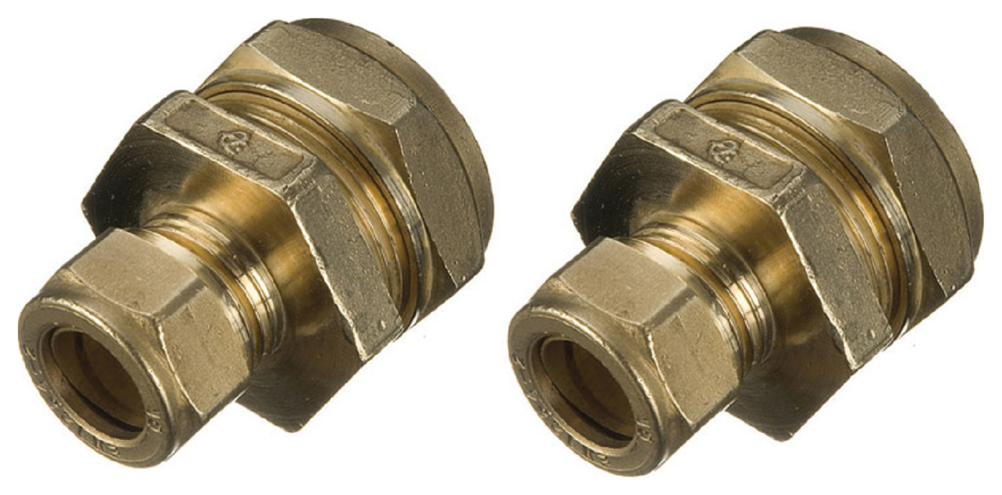 Primaflow Brass Compression Reducer Coupling 15 x 10mm - Pack of 2