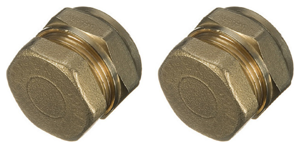 Image of Primaflow Brass Compression Stop End Cap - 15mm Pack 2