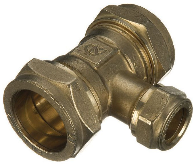 Primaflow Brass Compression Reducing Tee - 22 X 22 X 15mm