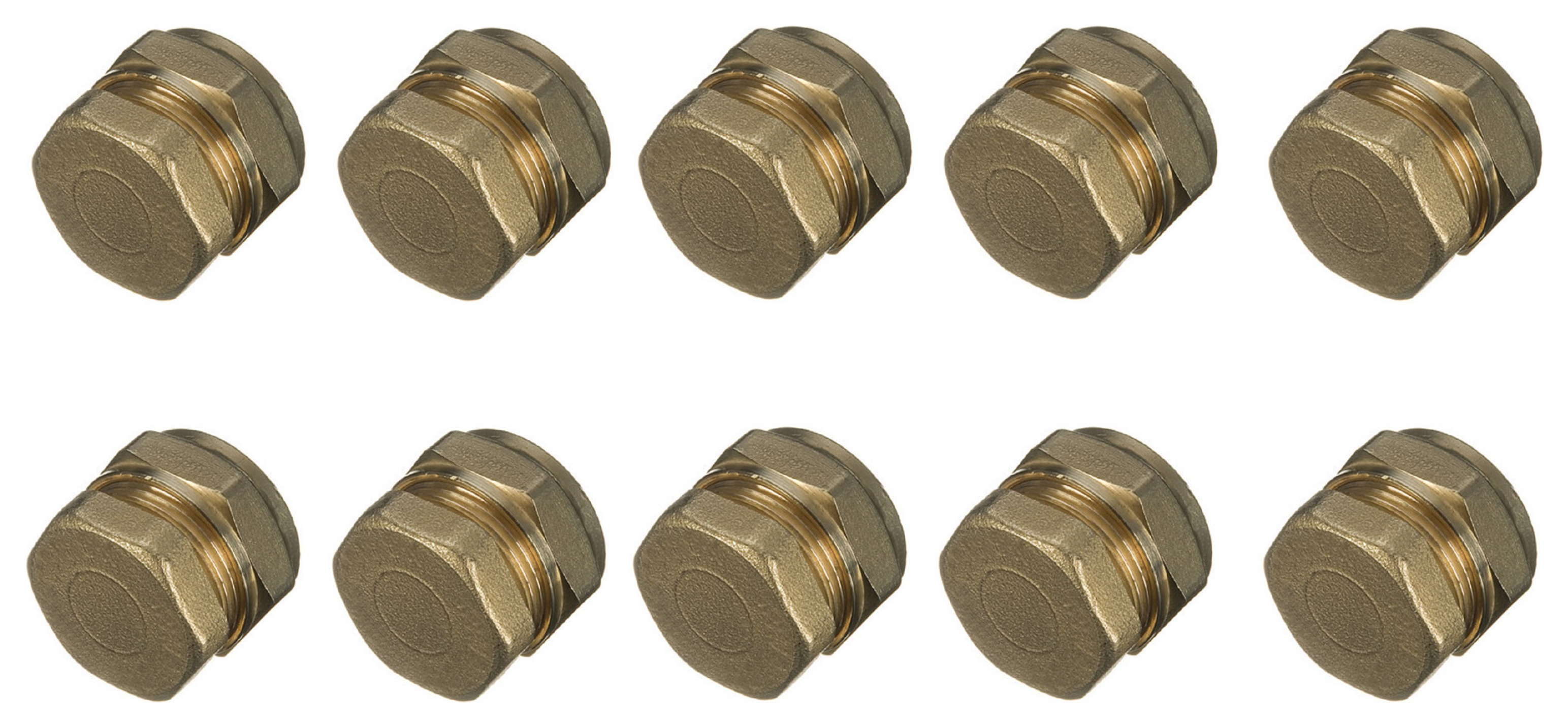 Image of Primaflow Brass Compression Stop End Cap - 15mm Pack Of 10