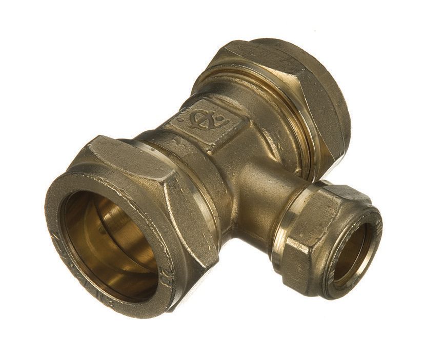Image of Primaflow Brass Compression Reducing Tee - 15 X 15 X 22mm