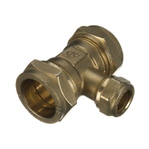 Image of Primaflow Brass Compression Reducing Tee - 15 X 15 X 22mm