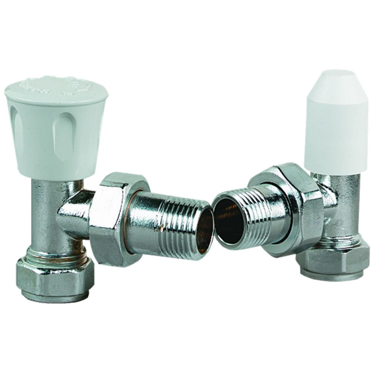 Image of Primaflow 15mm Angled Thermostatic Radiator Valves - Chrome - Pack of 2