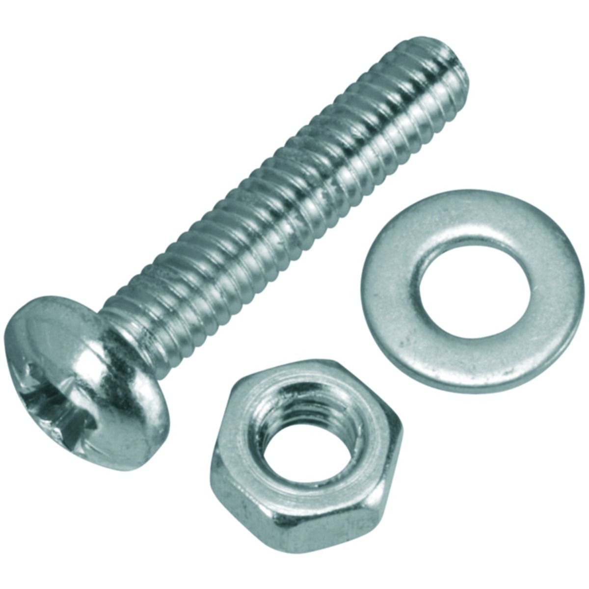 Wickes Machine Screws with Pozi Head, Nut & Washer - M4 x 20mm Pack of 10