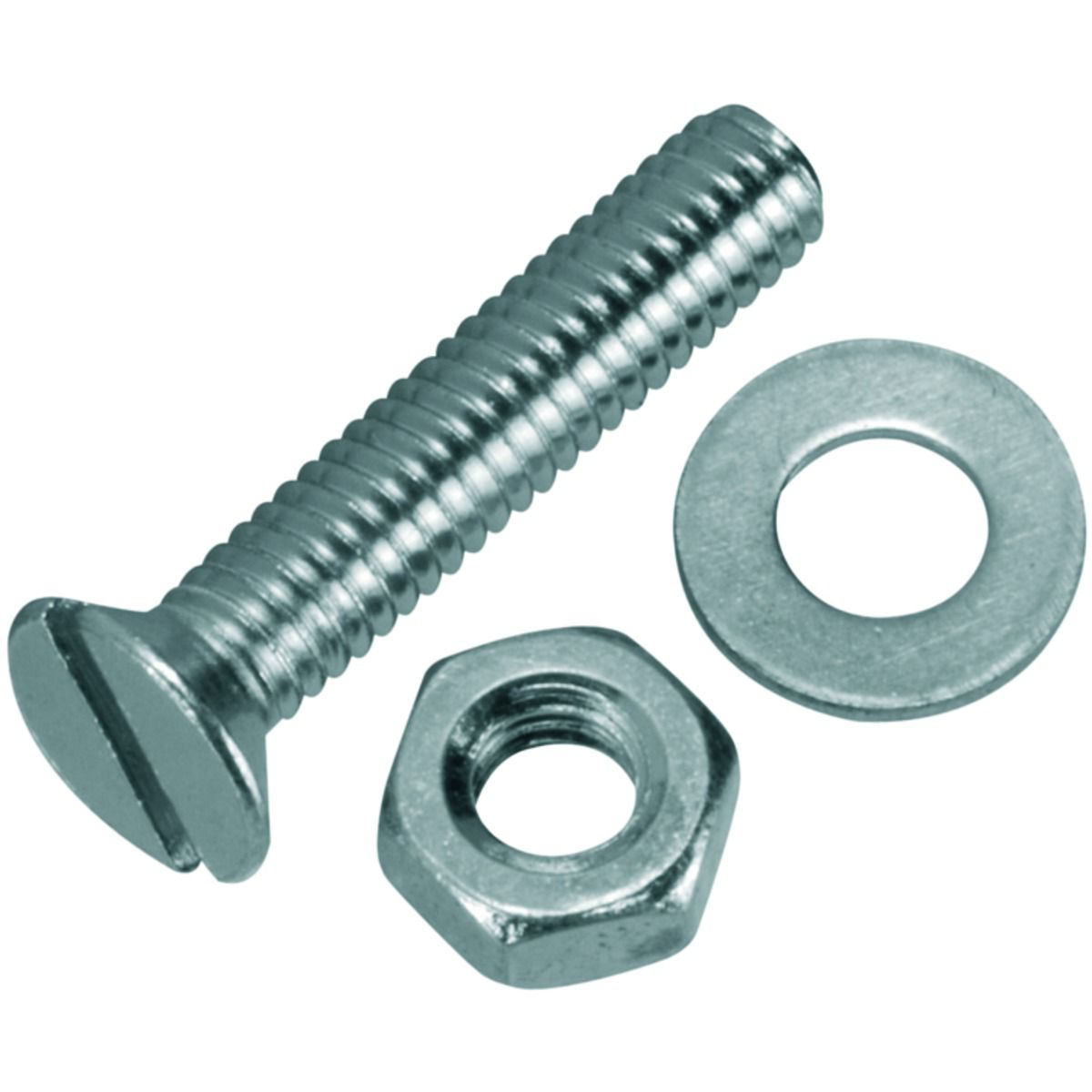 Image of Wickes Machine Screws with Slot Head, Nut & Washer - M4 x 20mm Pack of 10