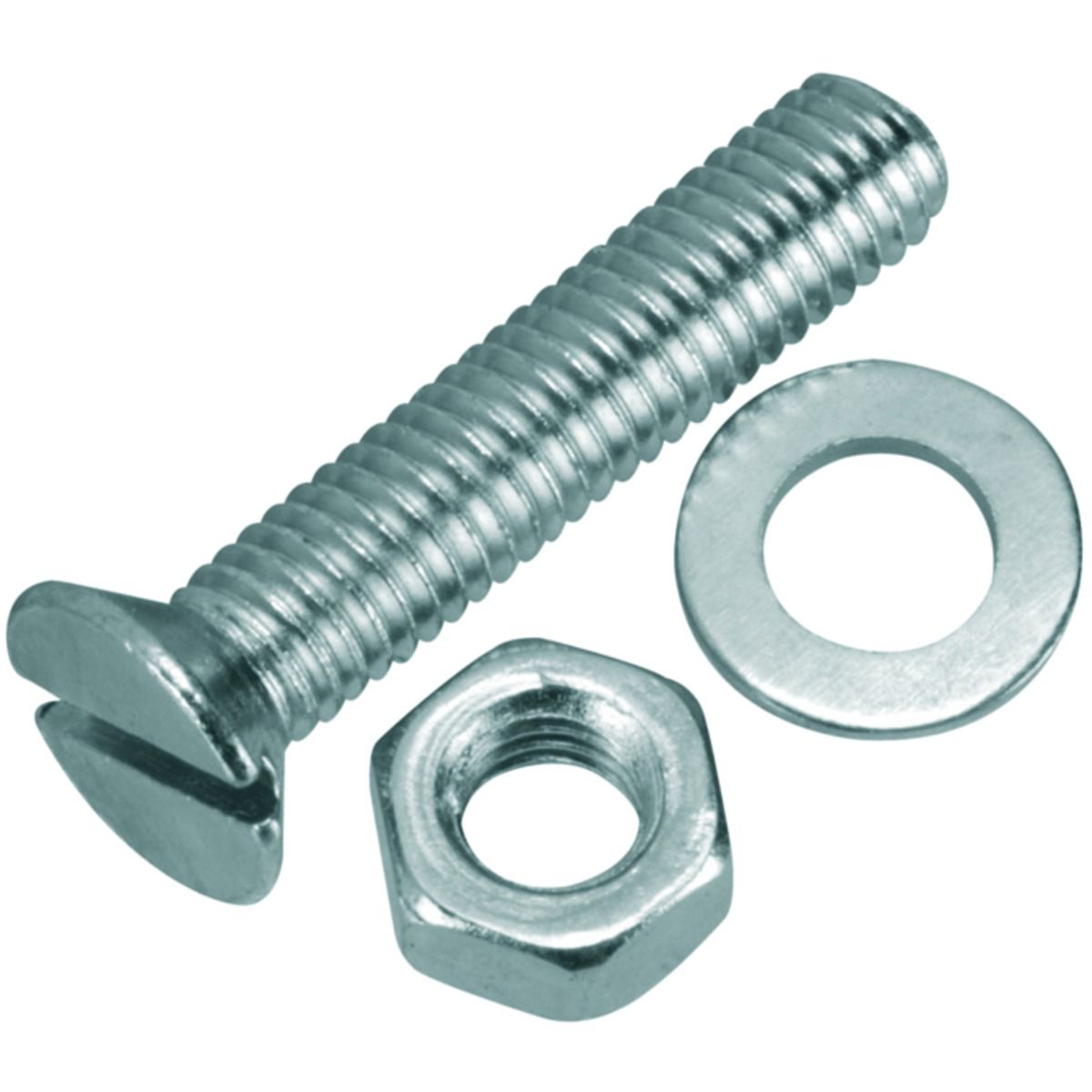 Image of Wickes Machine Screws with Slot Head, Nut & Washer - M5 x 25mm Pack of 8
