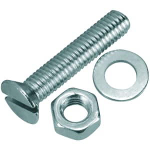 Wickes Machine Screws with Slot Head, Nut & Washer - M5 x 25mm Pack of 8