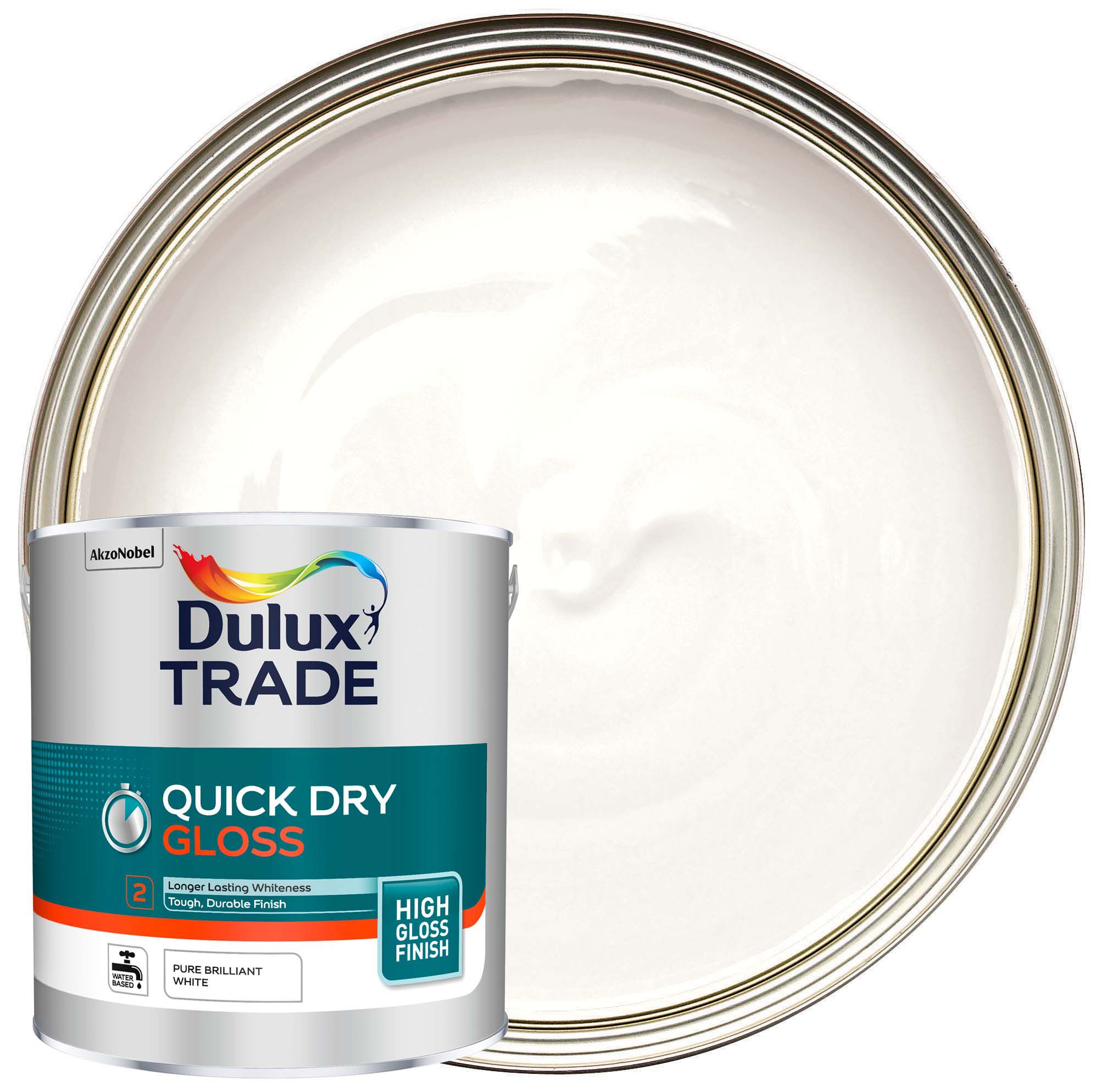 Image of Dulux Trade Quick Dry Gloss Pure Brilliant White 2.5L