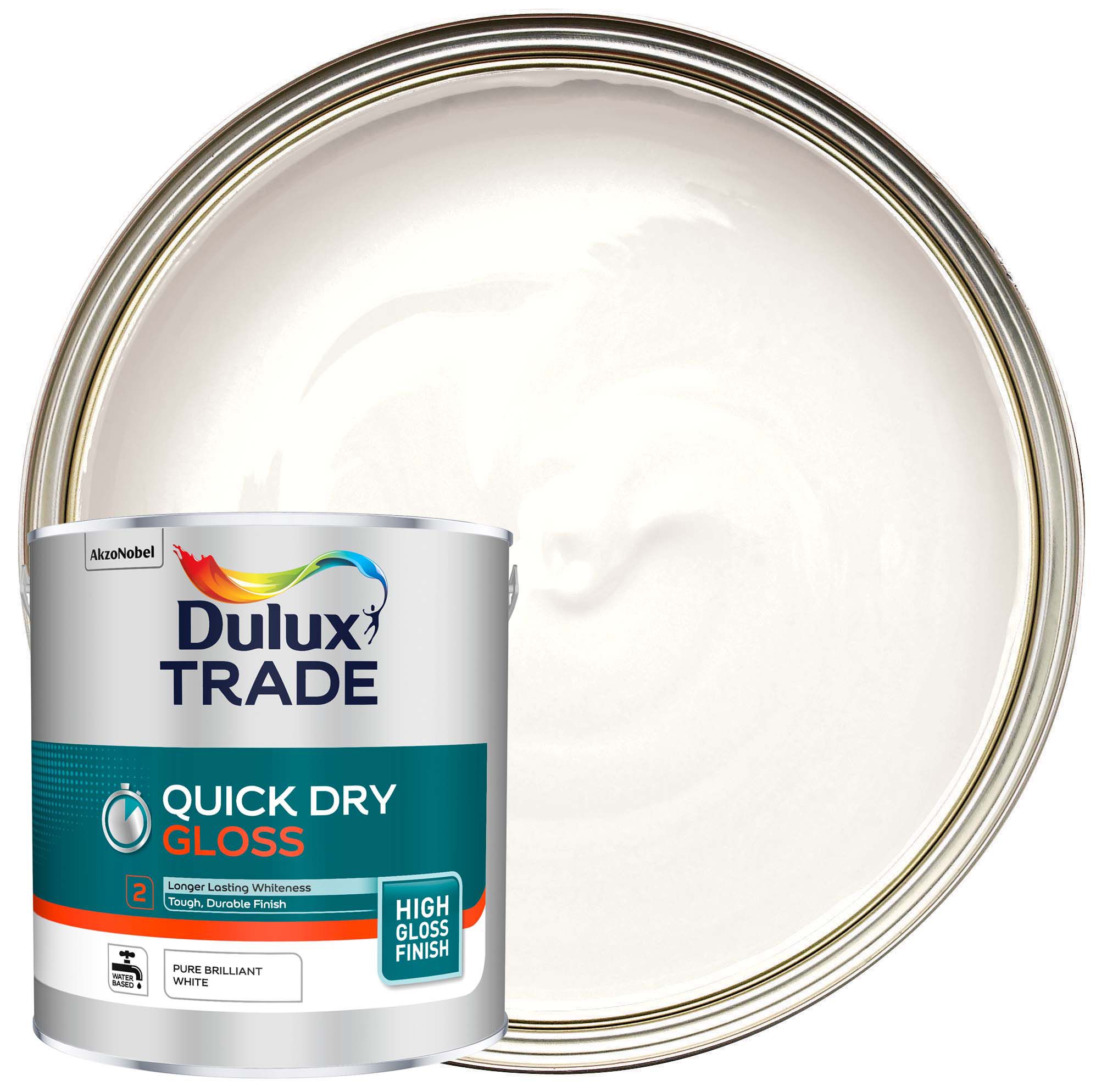 Dulux Trade Quick Dry Gloss Paint - Pure Brilliant White - 2.5L